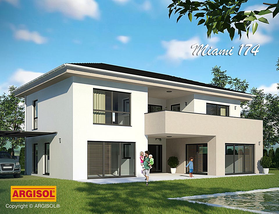 Massivhaus Miami von ARGISOL-Bausysteme Bausatzhaus ab 55880€, Stadtvilla Außenansicht 1
