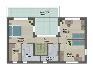 Massivhaus Miami von ARGISOL-Bausysteme Bausatzhaus ab 55880€, Stadtvilla Grundriss 2
