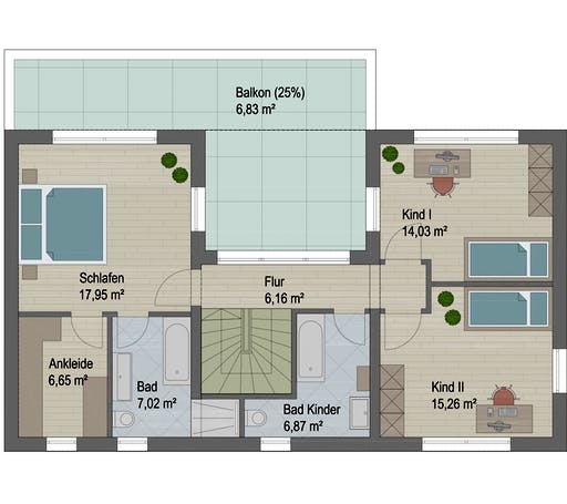 Massivhaus Miami von ARGISOL-Bausysteme Bausatzhaus ab 55880€, Stadtvilla Grundriss 2