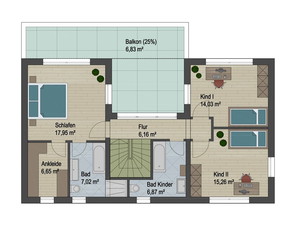 Massivhaus Miami von ARGISOL-Bausysteme Bausatzhaus ab 55880€, Stadtvilla Grundriss 2