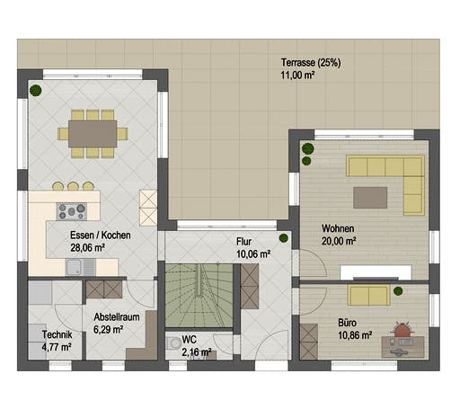 Massivhaus Miami von ARGISOL-Bausysteme Bausatzhaus ab 55880€, Stadtvilla Grundriss 1