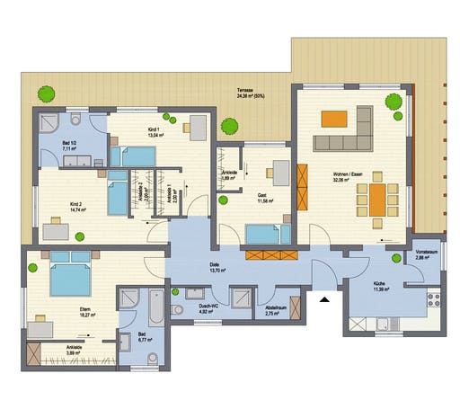 Massivhaus Montreal II von ARGISOL-Bausysteme Bausatzhaus ab 51200€, Bungalow Grundriss 1