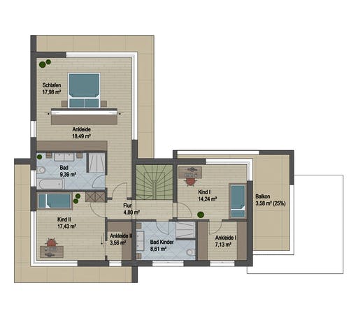 Massivhaus Pittsburgh von ARGISOL-Bausysteme Bausatzhaus ab 80570€, Cubushaus Grundriss 2