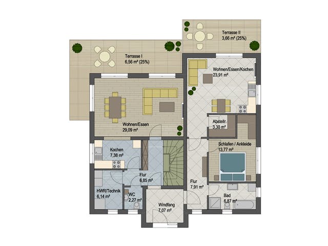 Massivhaus Reno von ARGISOL-Bausysteme Bausatzhaus ab 62480€, Stadtvilla Grundriss 1