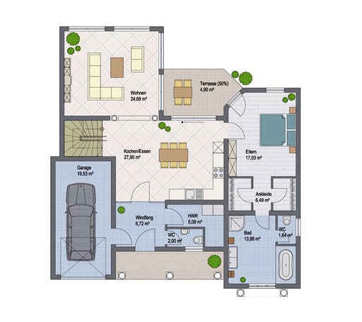 Massivhaus Villa Roma III von ARGISOL-Bausysteme Bausatzhaus ab 61040€, Stadtvilla Grundriss 1