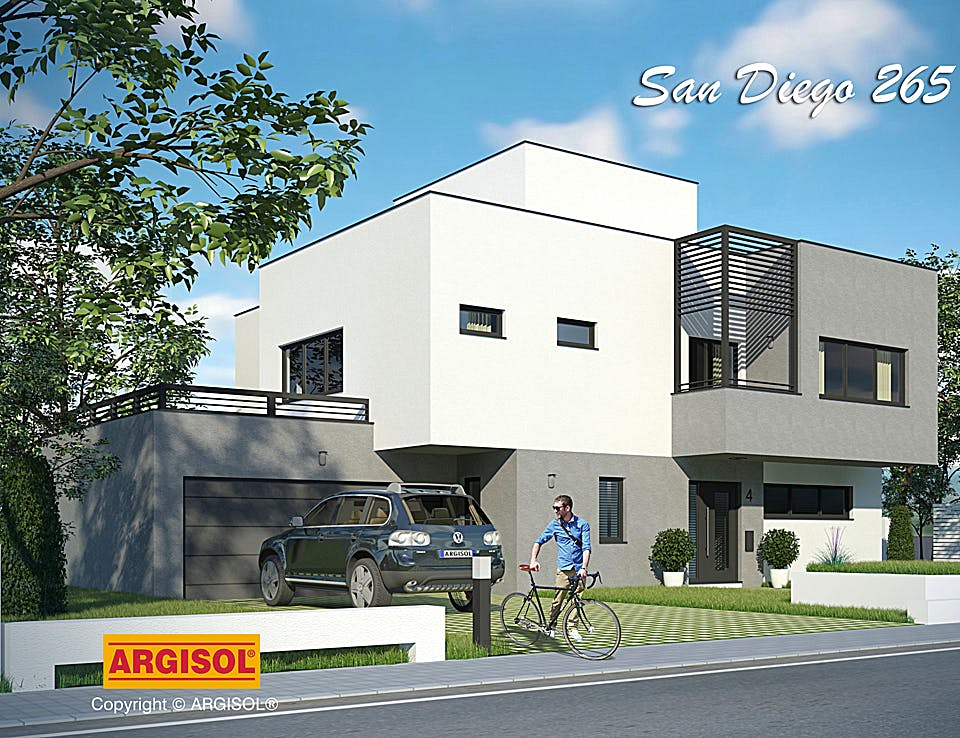 Massivhaus San Diego von ARGISOL-Bausysteme Bausatzhaus ab 86010€, Cubushaus Außenansicht 1