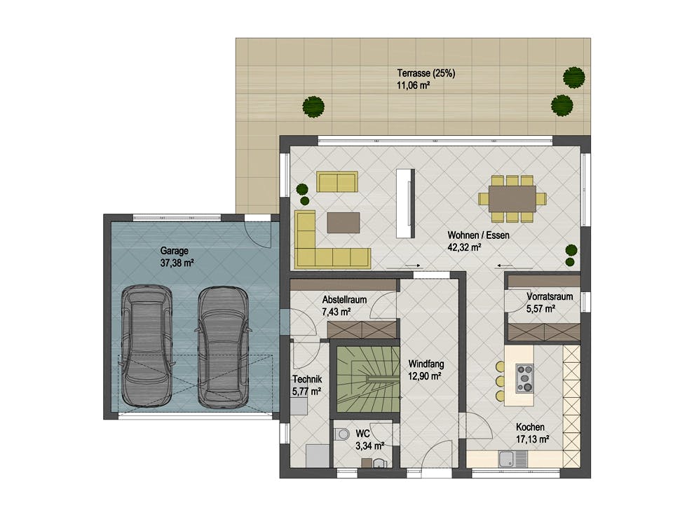 Massivhaus San Diego von ARGISOL-Bausysteme Bausatzhaus ab 86010€, Cubushaus Grundriss 1