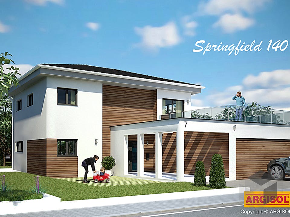 Massivhaus Springfield von ARGISOL-Bausysteme Bausatzhaus ab 55500€, Stadtvilla Außenansicht 1