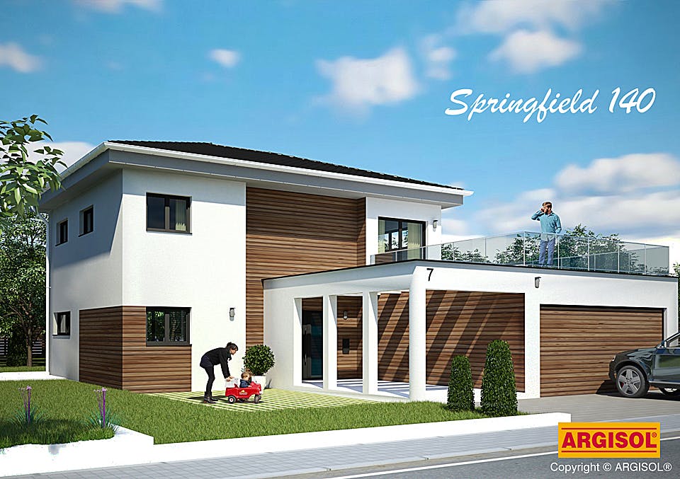 Massivhaus Springfield von ARGISOL-Bausysteme Bausatzhaus ab 55500€, Stadtvilla Außenansicht 1