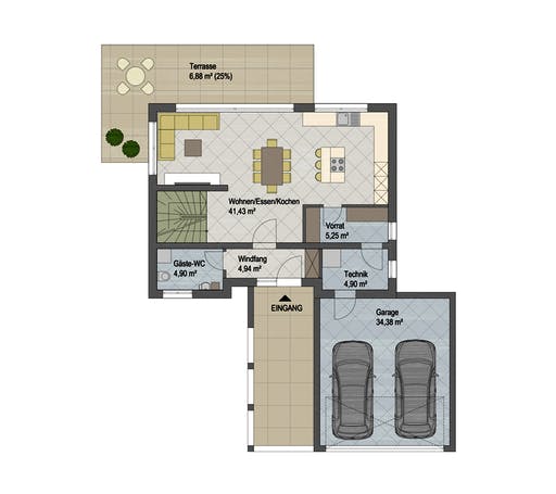 Massivhaus Springfield von ARGISOL-Bausysteme Bausatzhaus ab 55500€, Stadtvilla Grundriss 1