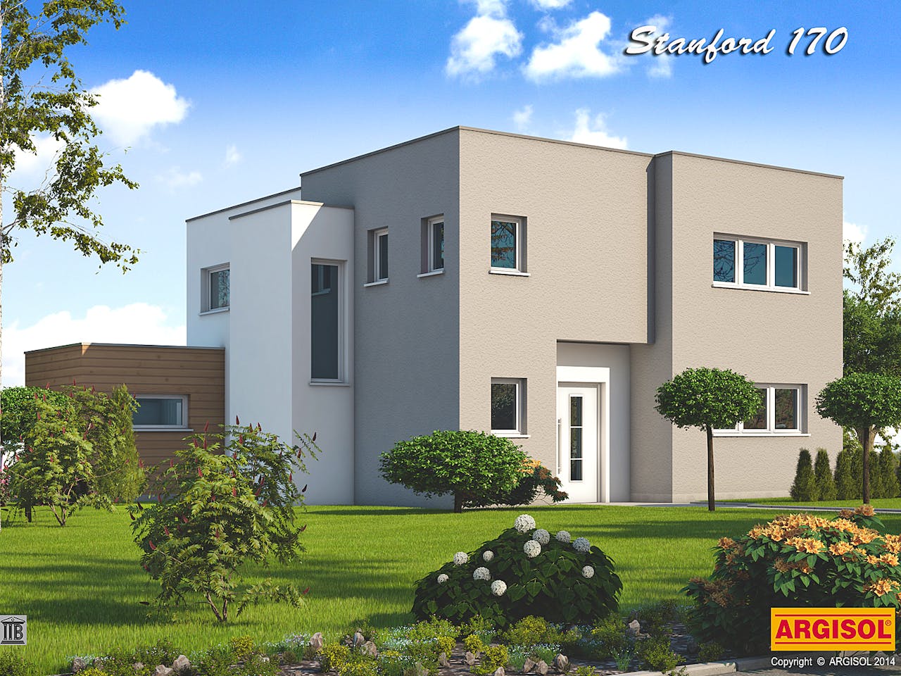 Massivhaus Stanford von ARGISOL-Bausysteme Bausatzhaus ab 58110€, Cubushaus Außenansicht 1