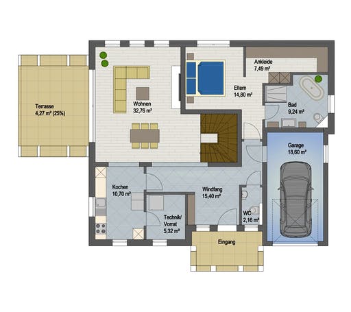 Massivhaus Villa Madrid von ARGISOL-Bausysteme Bausatzhaus ab 42650€, Stadtvilla Grundriss 1