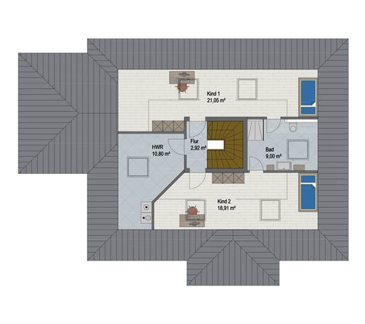 Massivhaus Villa Madrid von ARGISOL-Bausysteme Bausatzhaus ab 42650€, Stadtvilla Grundriss 2