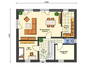 Massivhaus Life 1-37 von ARGUS Direktbau, Satteldach-Klassiker Grundriss 1