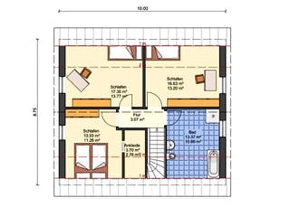Massivhaus Life 1-37 von ARGUS Direktbau, Satteldach-Klassiker Grundriss 2