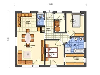 Massivhaus Timeless 89 von ARGUS Direktbau, Bungalow Grundriss 1