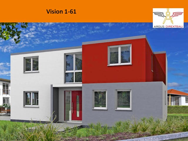 Massivhaus Vision 1-61 von ARGUS Direktbau, Cubushaus Außenansicht 1