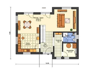 Massivhaus Vision 1-61 von ARGUS Direktbau, Cubushaus Grundriss 1