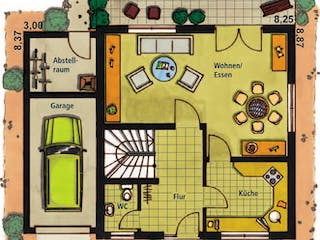 Massivhaus Ariano von VARIANT-HAUS Bausatzhaus ab 40663€, Satteldach-Klassiker Grundriss 1