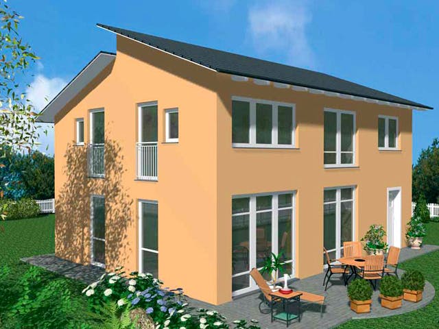 Massivhaus Art Haus von Wagener Systemhausbau Schlüsselfertig ab 182000€, Pultdachhaus Außenansicht 1