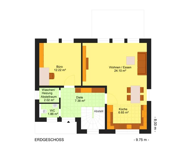 Fertighaus Arta 128 von Klaus Kowalski Immobilien Schlüsselfertig ab 216295€, Pultdachhaus Grundriss 2