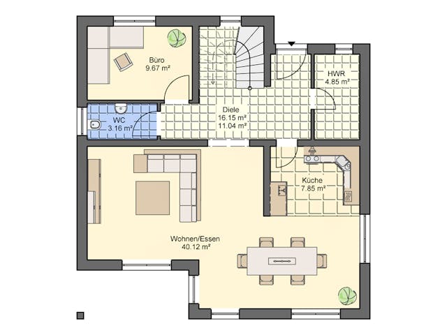 Massivhaus Flachdach 161 von ASL Wohnungsbau Schlüsselfertig ab 394196€, Cubushaus Grundriss 1