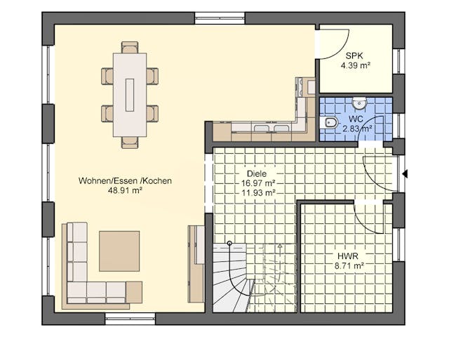 Massivhaus Satteldach 160 von ASL Wohnungsbau Schlüsselfertig ab 349665€, Satteldach-Klassiker Grundriss 1