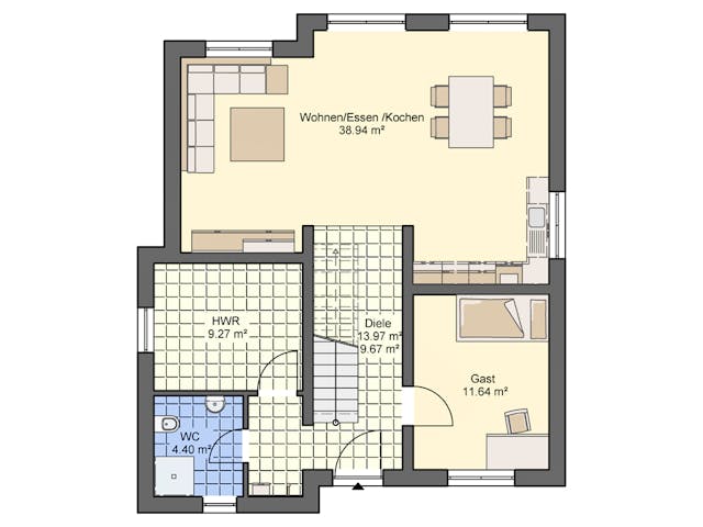 Massivhaus Stadtvilla 143 von ASL Wohnungsbau Schlüsselfertig ab 341268€, Stadtvilla Grundriss 1