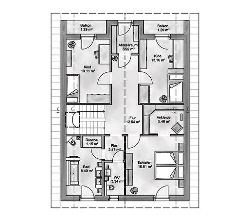 Massivhaus Fortuna von AUREA Massivhaus, Satteldach-Klassiker Grundriss 2