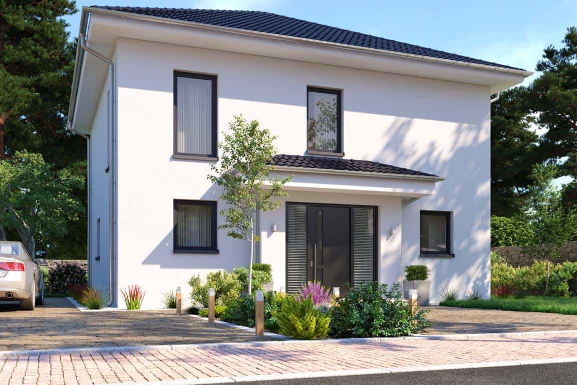 Massivhaus Opus von AUREA Massivhaus, Stadtvilla Außenansicht 2