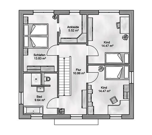 Massivhaus Opus von AUREA Massivhaus, Stadtvilla Grundriss 2