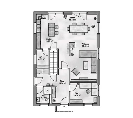 Massivhaus Sella von AUREA Massivhaus, Satteldach-Klassiker Grundriss 1