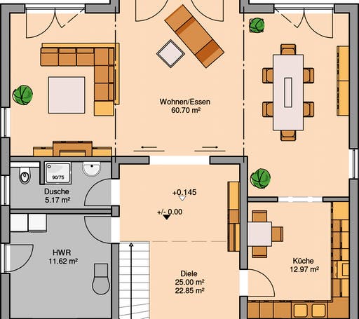 Massivhaus Stadtvilla Aurelio von Kern-Haus Schlüsselfertig ab 542900€, Stadtvilla Grundriss 1