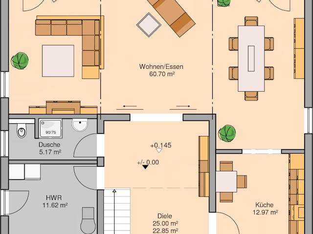 Massivhaus Stadtvilla Aurelio von Kern-Haus Schlüsselfertig ab 574900€, Stadtvilla Grundriss 1 Massivhaus Stadtvilla Aurelio von Kern-Haus Schlüsselfertig ab 574900€, Stadtvilla Grundriss 1