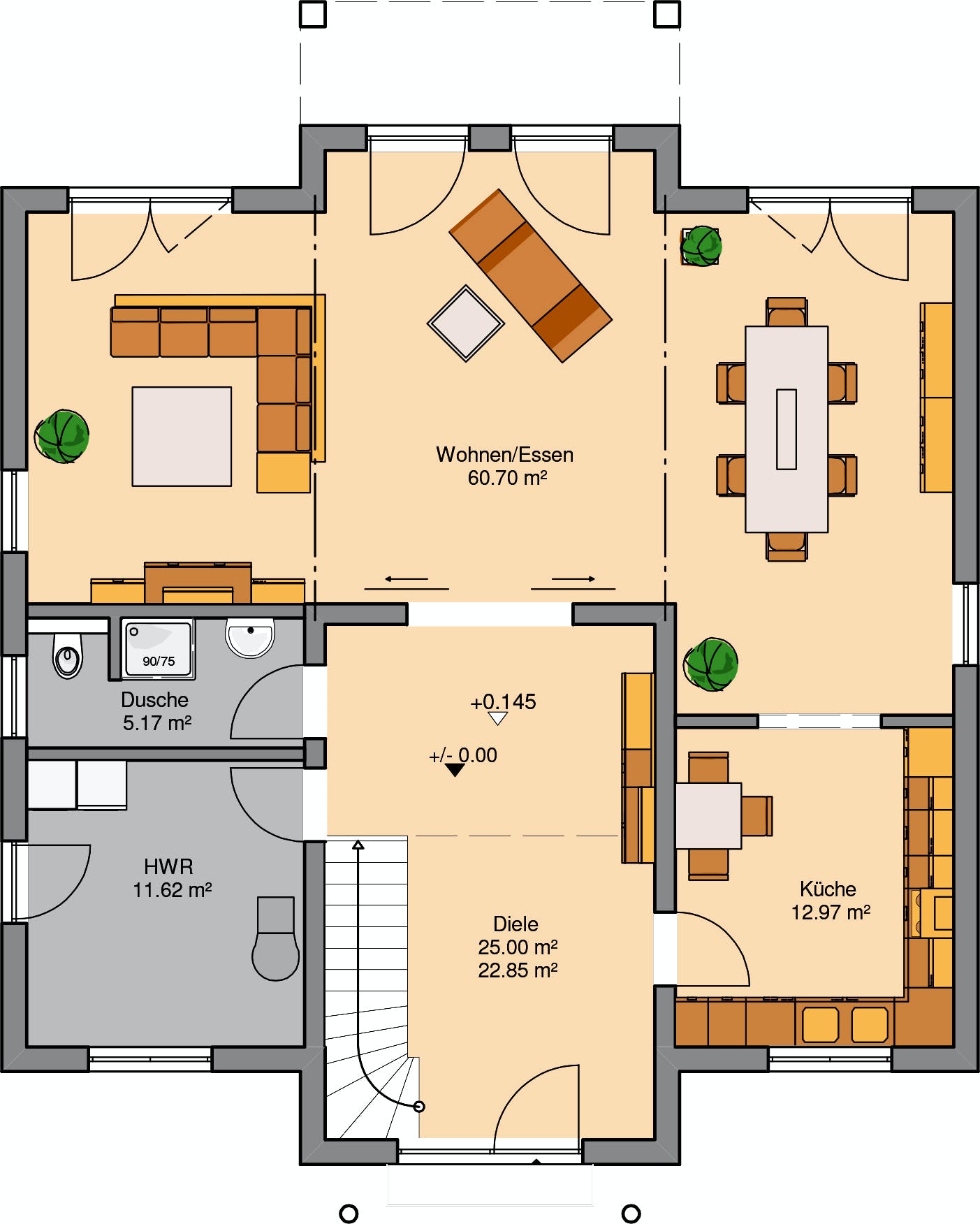 Massivhaus Stadtvilla Aurelio von Kern-Haus Schlüsselfertig ab 629900€, Stadtvilla Grundriss 1