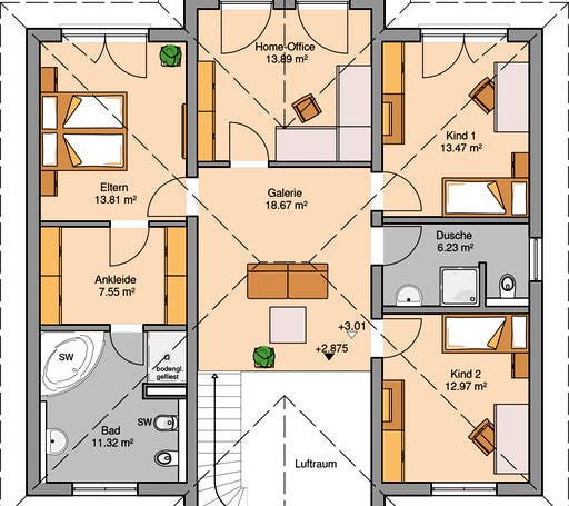 Massivhaus Stadtvilla Aurelio von Kern-Haus Schlüsselfertig ab 542900€, Stadtvilla Grundriss 2