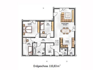 Fertighaus Das Ausgewogene 113 (inaktive) von ekodom Schlüsselfertig ab 167566€, Bungalow Grundriss 1