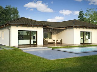 Massivhaus Penta I von AUST-Bau Schlüsselfertig ab 218100€, Bungalow Außenansicht 1