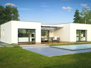 Massivhaus Penta I von AUST-Bau Schlüsselfertig ab 218100€, Bungalow Außenansicht 2