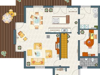 Fertighaus AVEO 411 - Musterhaus Frankenberg von FingerHaus, Satteldach-Klassiker Grundriss 1