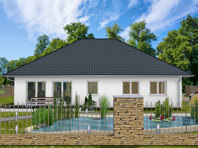Massivhaus Amelie von AVOS Hausbau Schlüsselfertig ab 320250€, Bungalow Außenansicht 2
