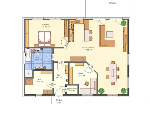 Massivhaus Amelie von AVOS Hausbau Schlüsselfertig ab 320250€, Bungalow Grundriss 1 Massivhaus Amelie von AVOS Hausbau Schlüsselfertig ab 320250€, Bungalow Grundriss 1