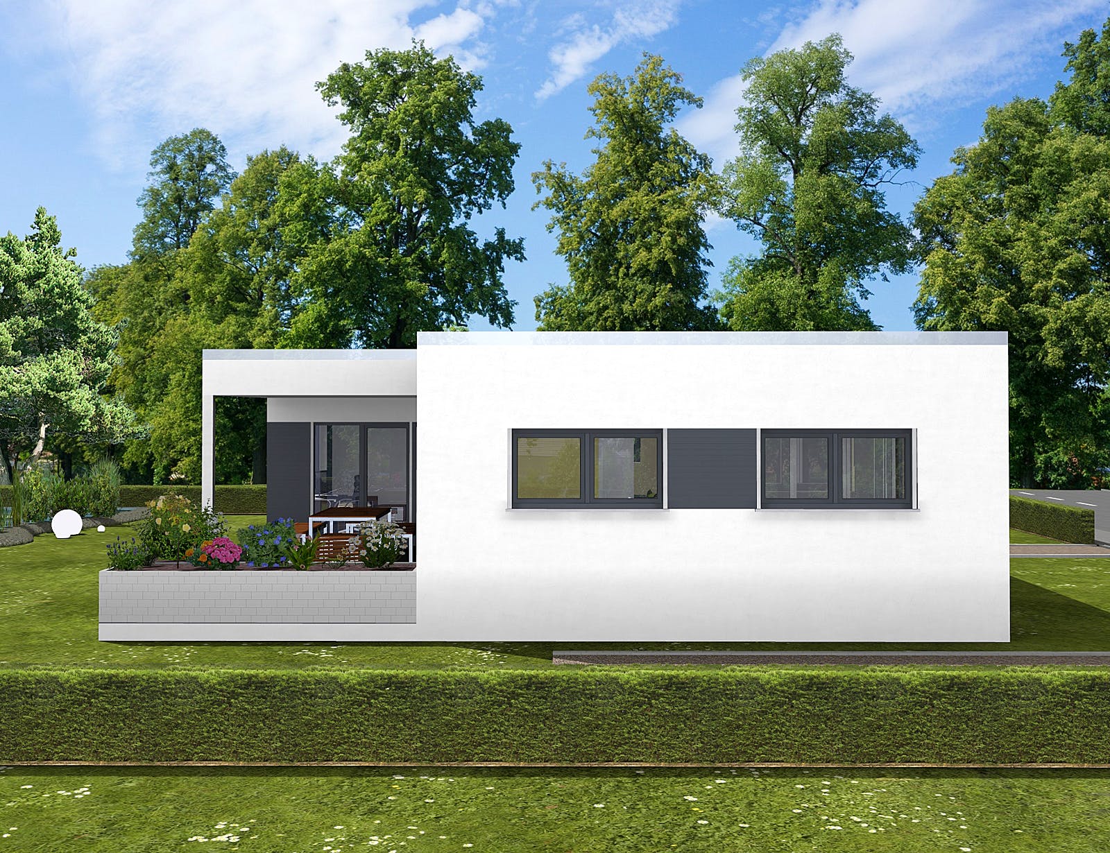 Massivhaus Anna von AVOS Hausbau Schlüsselfertig ab 239900€, Bungalow Außenansicht 2