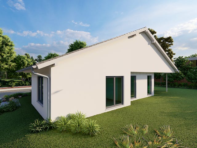 Massivhaus Blaufichte von AVOS Hausbau Schlüsselfertig ab 355250€, Bungalow Außenansicht 5