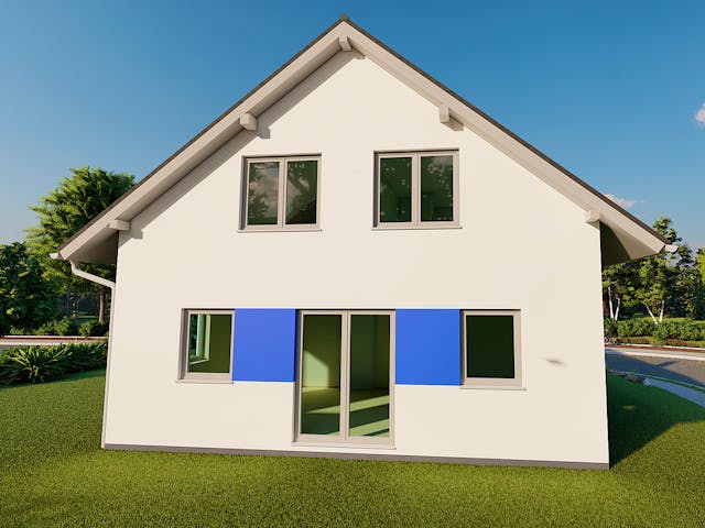 Massivhaus Dahlie von AVOS Hausbau Schlüsselfertig ab 339000€, Satteldach-Klassiker Außenansicht 2