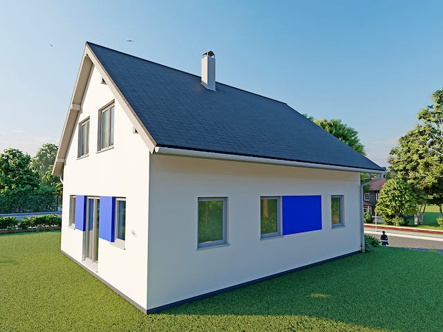 Massivhaus Dahlie von AVOS Hausbau Schlüsselfertig ab 339000€, Satteldach-Klassiker Außenansicht 3