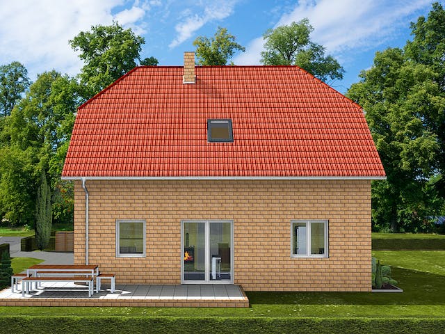 Massivhaus Dorina von AVOS Hausbau Schlüsselfertig ab 343150€, Satteldach-Klassiker Außenansicht 3