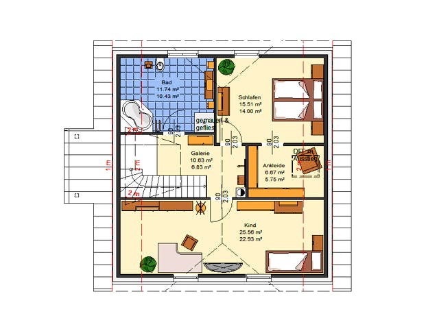Massivhaus Dorina von AVOS Hausbau Schlüsselfertig ab 343150€, Satteldach-Klassiker Grundriss 2