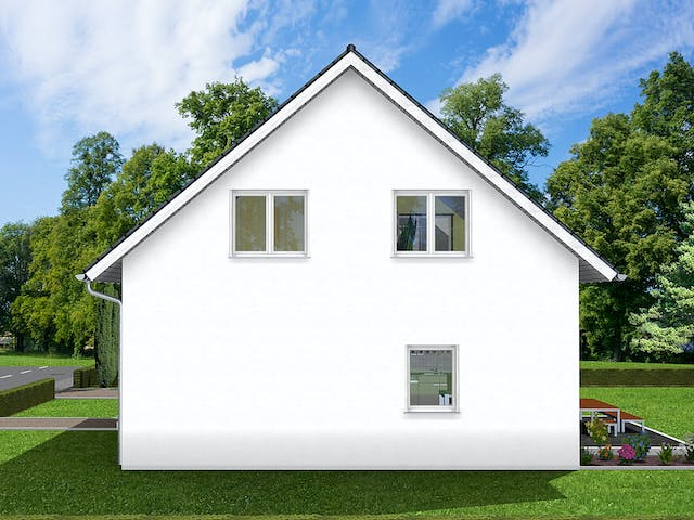 Massivhaus Gina von AVOS Hausbau Schlüsselfertig ab 313600€, Satteldach-Klassiker Außenansicht 3