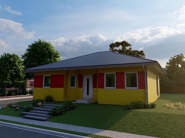 Massivhaus Ginkgo von AVOS Hausbau Schlüsselfertig ab 225000€, Bungalow Außenansicht 1
